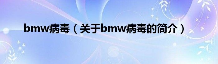 bmw病毒（關于bmw病毒的簡介）