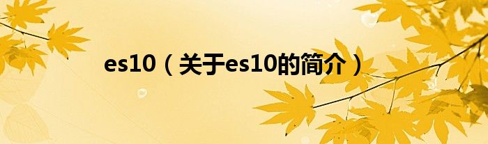 es10（關于es10的簡介）