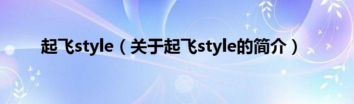 起飛style（關(guān)于起飛style的簡介）