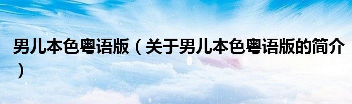 男兒本色粵語(yǔ)版（關(guān)于男兒本色粵語(yǔ)版的簡(jiǎn)介）