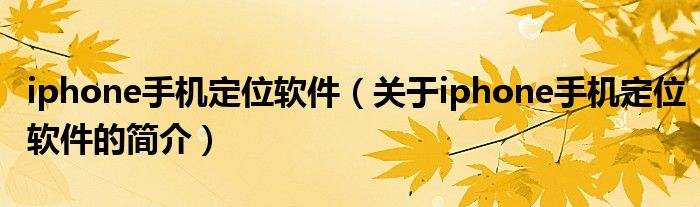 iphone手機定位軟件（關(guān)于iphone手機定位軟件的簡介）