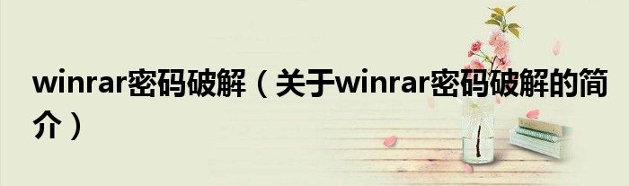 winrar密碼破解（關于winrar密碼破解的簡介）