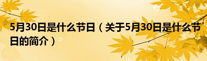 5月30日是什么節(jié)日（關(guān)于5月30日是什么節(jié)日的簡(jiǎn)介）