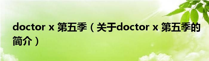 doctor x 第五季（關(guān)于doctor x 第五季的簡(jiǎn)介）