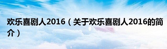 歡樂喜劇人2016（關(guān)于歡樂喜劇人2016的簡介）