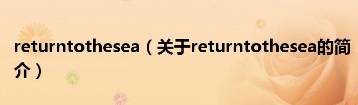 returntothesea（關(guān)于returntothesea的簡(jiǎn)介）