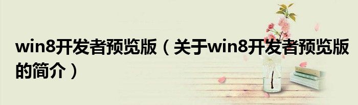 win8開發(fā)者預(yù)覽版（關(guān)于win8開發(fā)者預(yù)覽版的簡介）