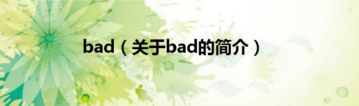 bad（關(guān)于bad的簡介）