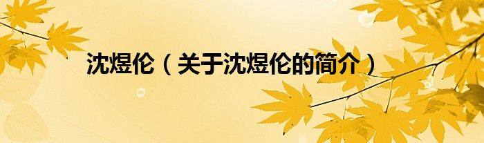 沈煜倫（關(guān)于沈煜倫的簡(jiǎn)介）