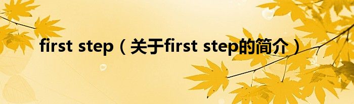 first step（關(guān)于first step的簡(jiǎn)介）