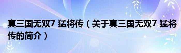 真三國(guó)無(wú)雙7 猛將傳（關(guān)于真三國(guó)無(wú)雙7 猛將傳的簡(jiǎn)介）