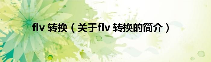 flv 轉換（關于flv 轉換的簡介）