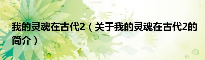 我的靈魂在古代2（關(guān)于我的靈魂在古代2的簡(jiǎn)介）