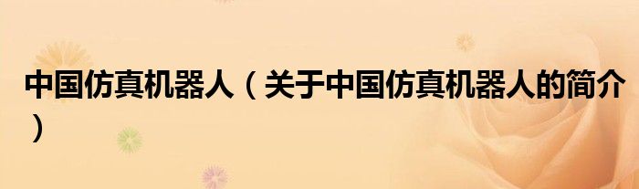 中國仿真機(jī)器人（關(guān)于中國仿真機(jī)器人的簡(jiǎn)介）