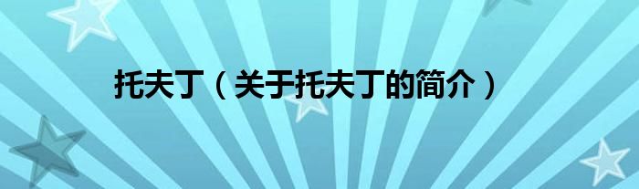 托夫?。P(guān)于托夫丁的簡(jiǎn)介）