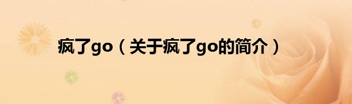 瘋了go（關(guān)于瘋了go的簡(jiǎn)介）