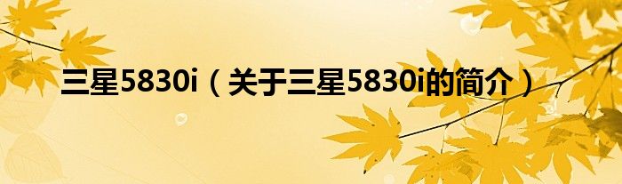 三星5830i（關(guān)于三星5830i的簡(jiǎn)介）