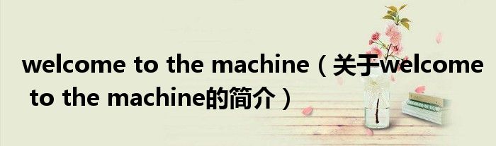 welcome to the machine（關于welcome to the machine的簡介）