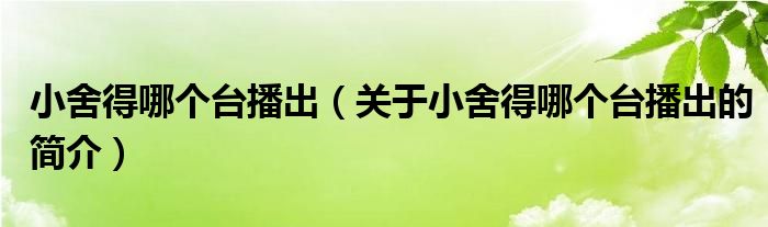 小舍得哪個臺播出（關(guān)于小舍得哪個臺播出的簡介）