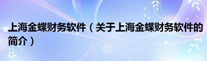 上海金蝶財(cái)務(wù)軟件（關(guān)于上海金蝶財(cái)務(wù)軟件的簡介）