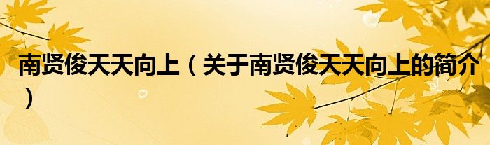 南賢俊天天向上（關(guān)于南賢俊天天向上的簡介）