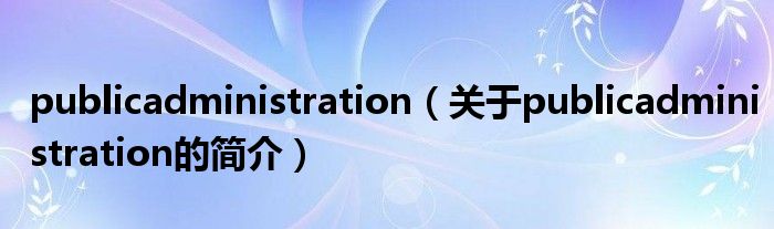 publicadministration（關(guān)于publicadministration的簡(jiǎn)介）