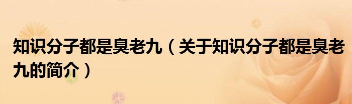 知識分子都是臭老九（關(guān)于知識分子都是臭老九的簡介）