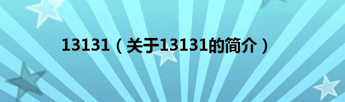 13131（關(guān)于13131的簡(jiǎn)介）