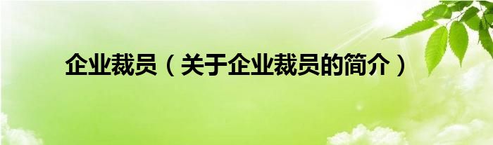 企業(yè)裁員（關(guān)于企業(yè)裁員的簡介）