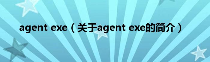 agent exe（關于agent exe的簡介）