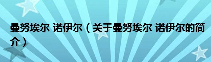 曼努埃爾 諾伊爾（關(guān)于曼努埃爾 諾伊爾的簡(jiǎn)介）