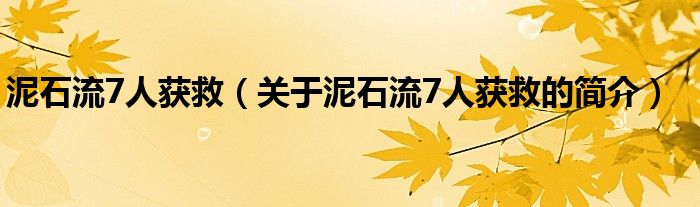 泥石流7人獲救（關(guān)于泥石流7人獲救的簡(jiǎn)介）